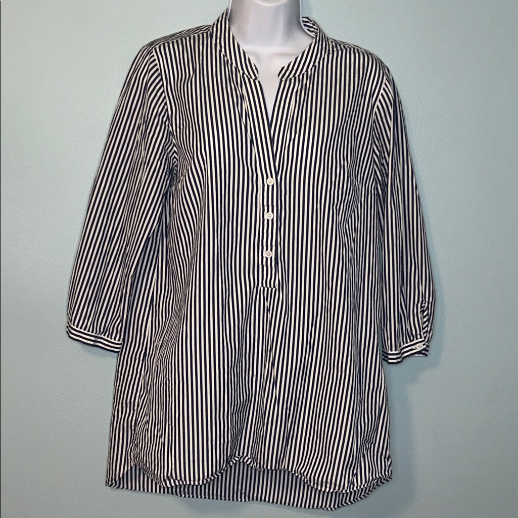 Harshman Derrington Navy And White Striped 100% Cotton Tunic, Small
